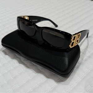 Balenciaga Dynasty Rectangular Sunglasses, 51mm black/gold